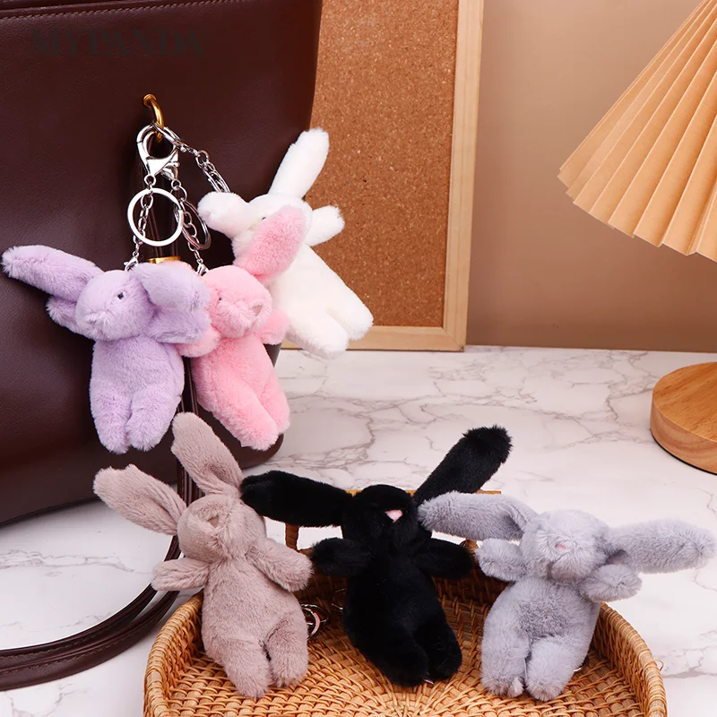 

Kawaii Cute Rabbit Plush Keychain Soft Stuffed Bunny Doll Keyring Bag Pendant Backpack Hanging Decoration Lovely Gifts