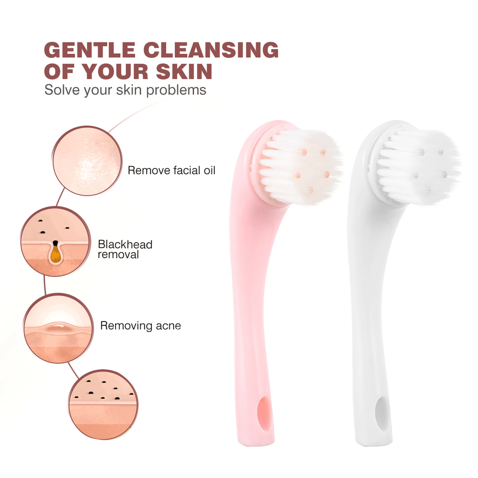 

5pcs Facial Soft Bristles Deep Clean Tools Ergonomic Face Brushes H om Cleansing Brushes Color Makeup Accessories