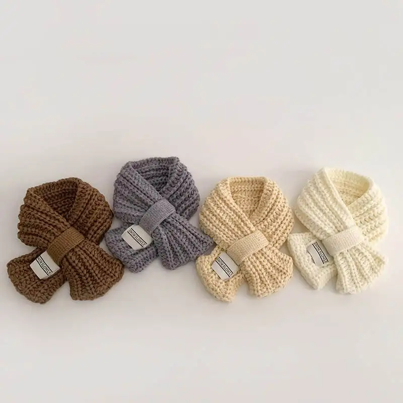 8M-3Y Baby Kids Scarves Winter Warm Children Scarf for Boys Girls Knitted Collar Neck Cross Ring Scarf Apparel Accessories