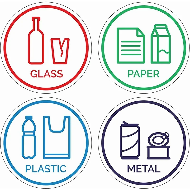 Warning Decoration of Glass Paper and Plastic Signs, Stickers and Accessories PVC Adhesive Recycling Label Organic Dustbin Decal