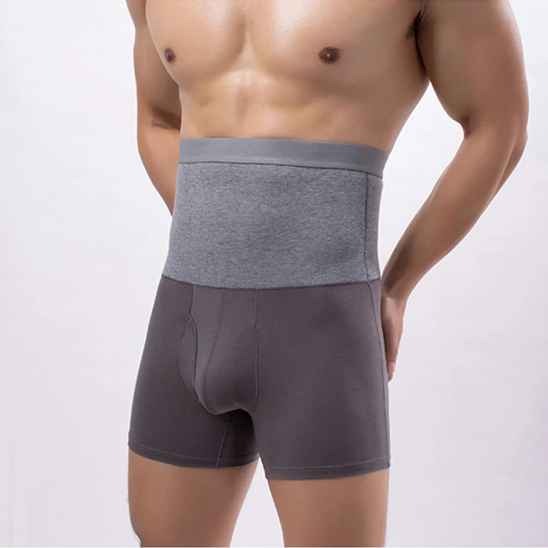 Autumn Winter Mens Plush Thicken Thermal Underwear High Waist Large Size Underpants Tummy Control Panties Keep Warm Boxer Shorts