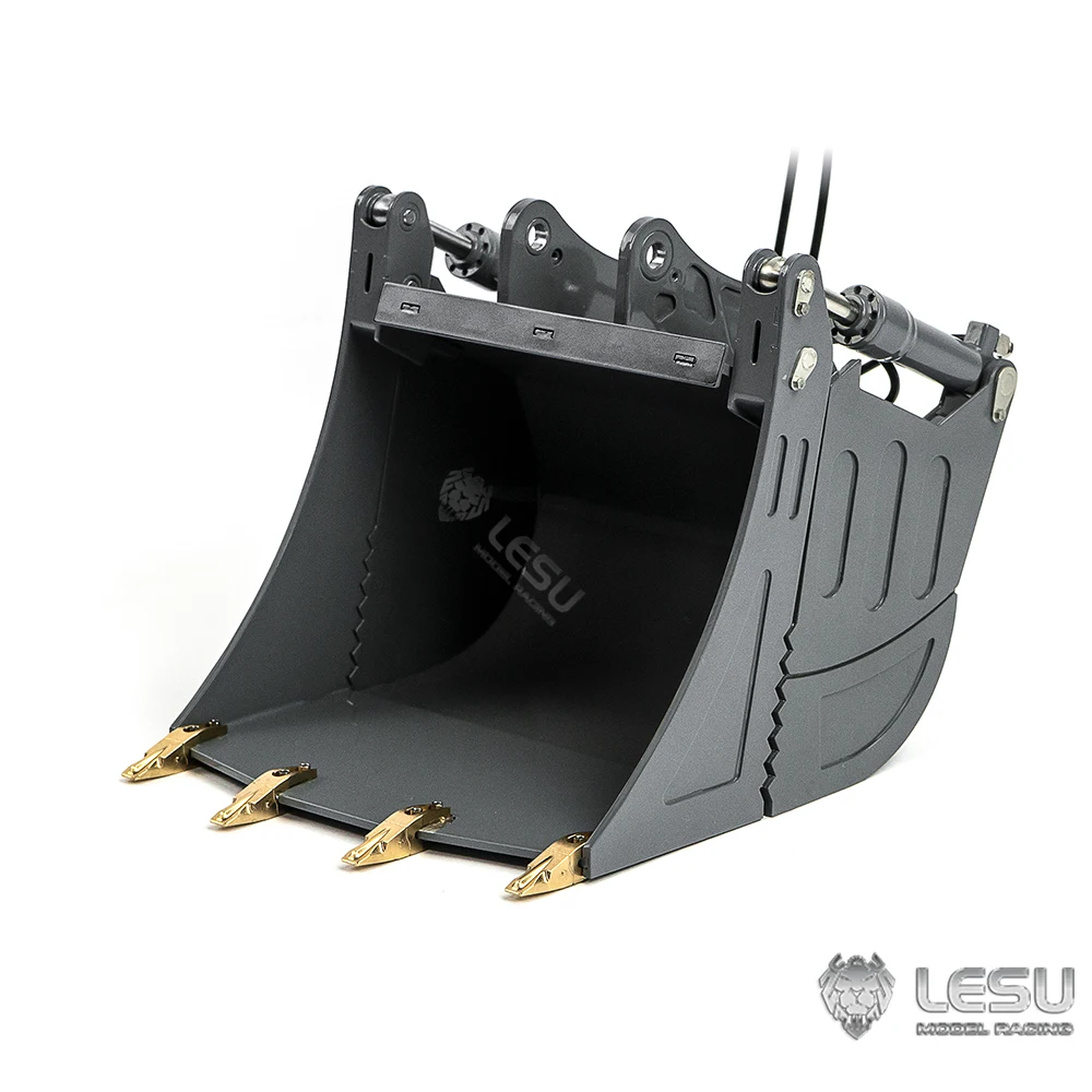 LESU-excavadora hidráulica a control remoto, cubo que se puede abrir para ET35 Digger Boys Toys, acero inoxidable, piezas de Metal pintadas en gris, TH22690, 1/14