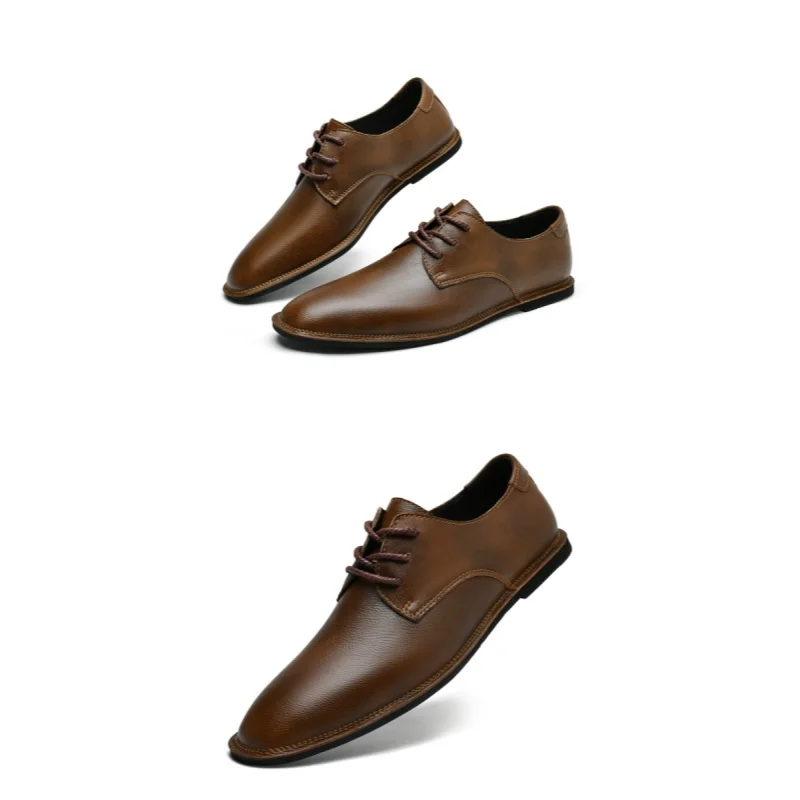 Men'S Business Pointed Derby Shoes Are Fashionable And Comfortable With Rubber Soles And Ultra-Fine Fiber Leather Uppers