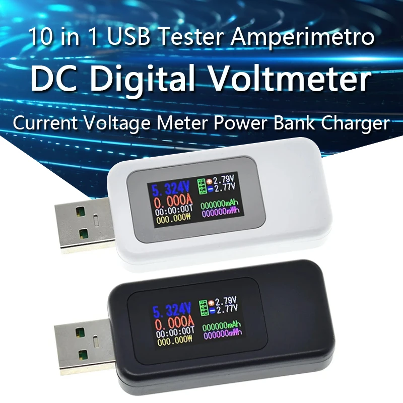 

10 in 1 USB Tester DC Digital Voltmeter Amperimetro Current Voltage Meter Amp Volt Ammeter Detector Power Bank Charger Indicator