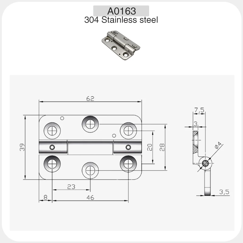 Lndustrial Hinge Stainless Steel Hardware, Equipment Cabinet Communication Switch Cabinet Door Hinge CL163