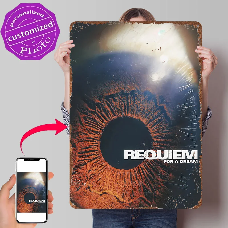 Requiem for a Dream Movie Personalized 3D Textured Metal Poster Wall Art Vintage Tin Signs for Apartment Decoration Room Decor