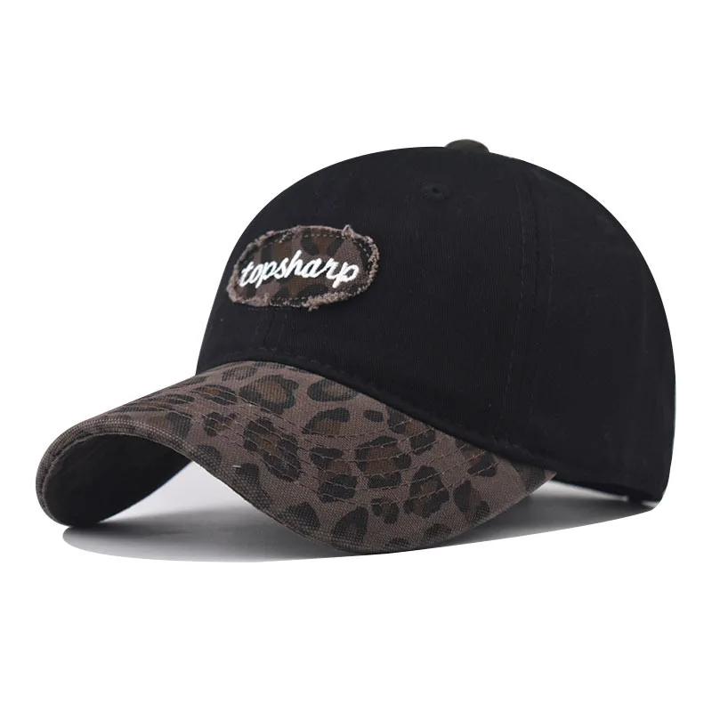 

Washed Vintage Small Letter Embroidered Baseball Unisex Classic Leopard Print Distressed Dad Hat