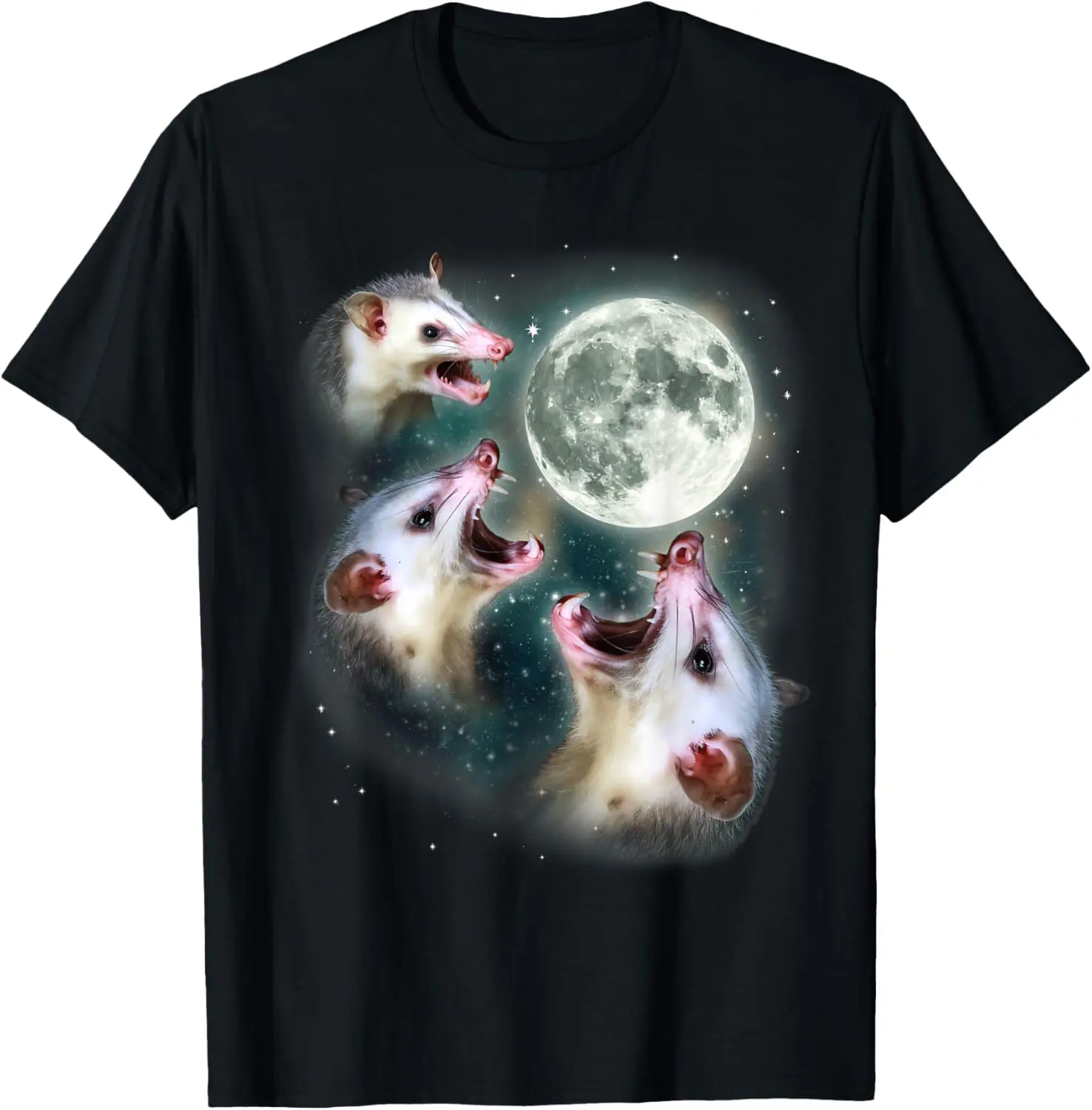 Possum Moon Shirt | 3 Opossums Weird Dead Moon Cursed Meme T-Shirt