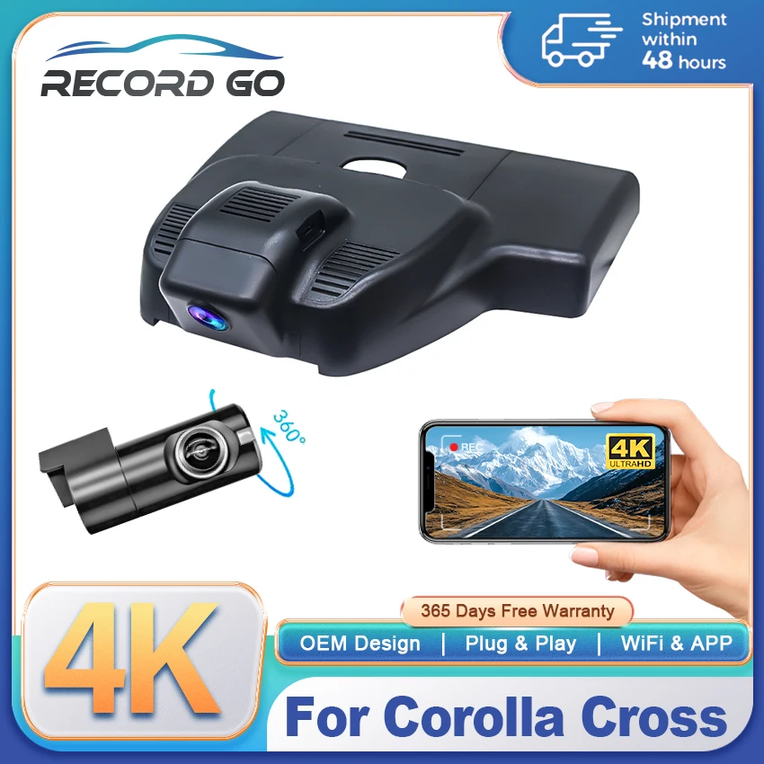 

4K Dash Cam For Toyota Corolla Cross 2023-2025 2026 Plug and play Car DVR High Quality DashCam Camera Video Recorder Original