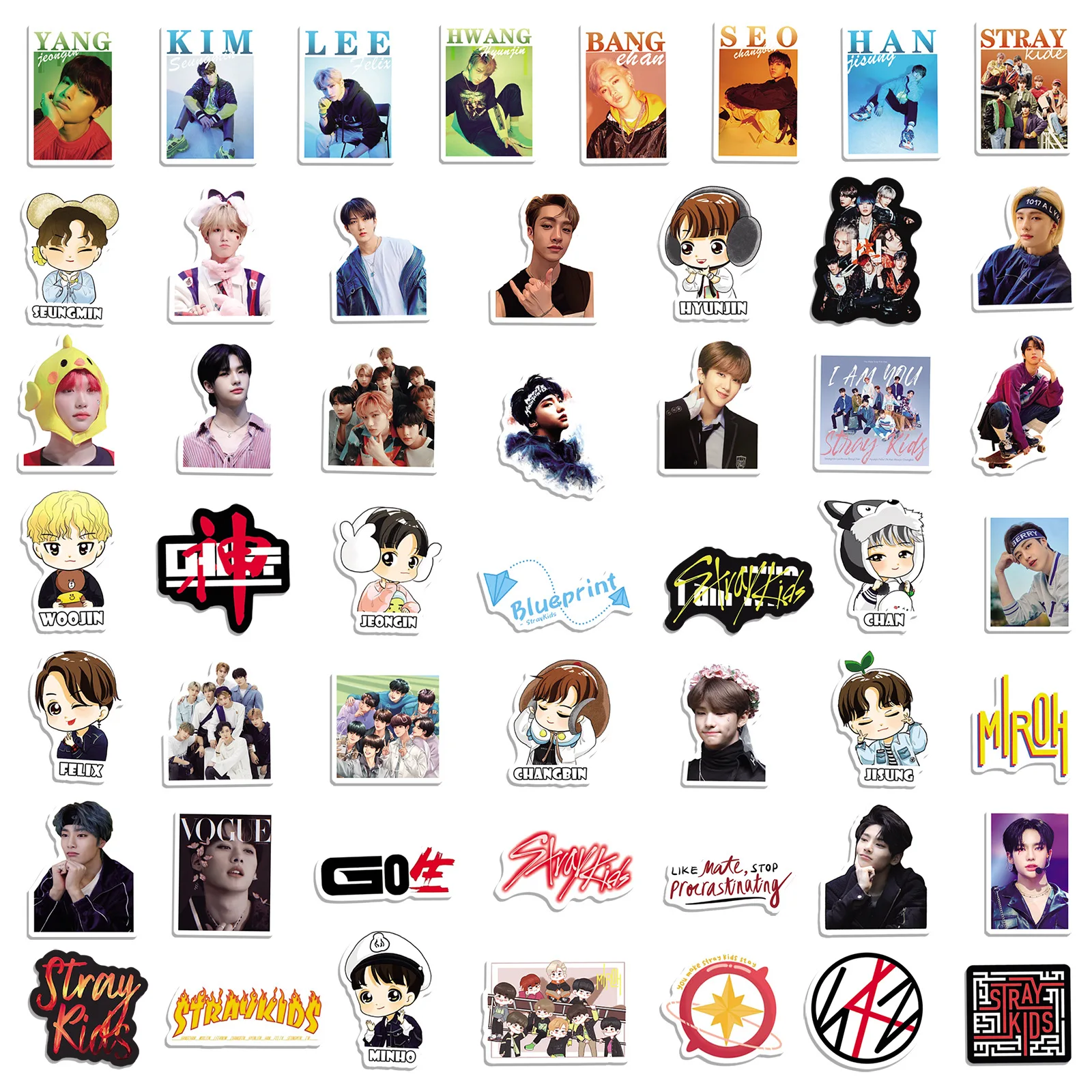 50Pcs Fashion Korea Boy Men Team Stickers for Mobile Phone Scrapbook Stationery Laptop Case Decal Sticker Fans Collection