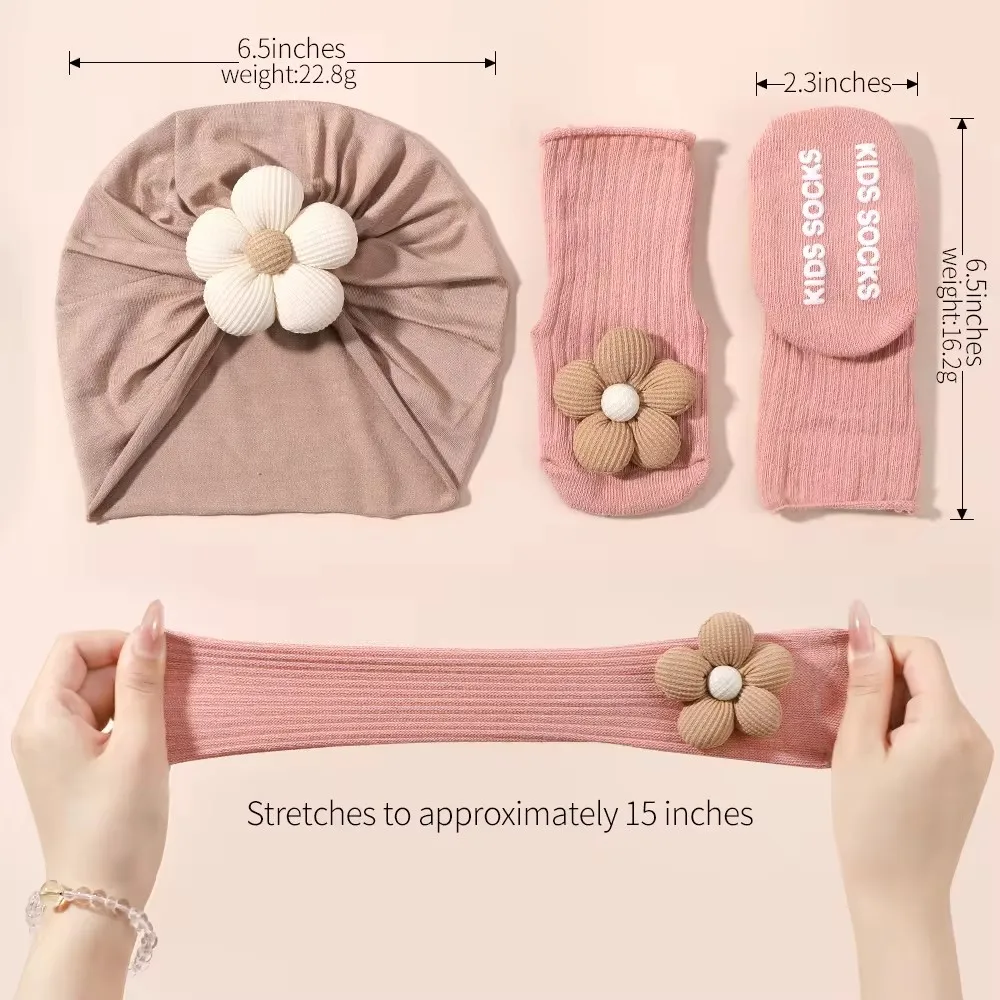 Newborn Baby Headband For Girls Elastic Knit Children Turban Baby Bows Soft Nylon Kids Headwear Hair Accessories with Baby Socks