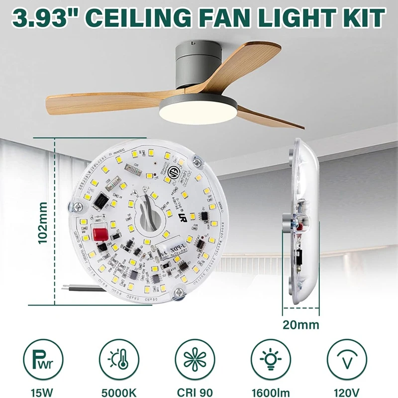 BAAG-3.93 بوصة LED مروحة السقف مجموعات الإضاءة لمروحة السقف عكس الضوء مروحة السقف مصباح ليد استبدال التحديثية عدة