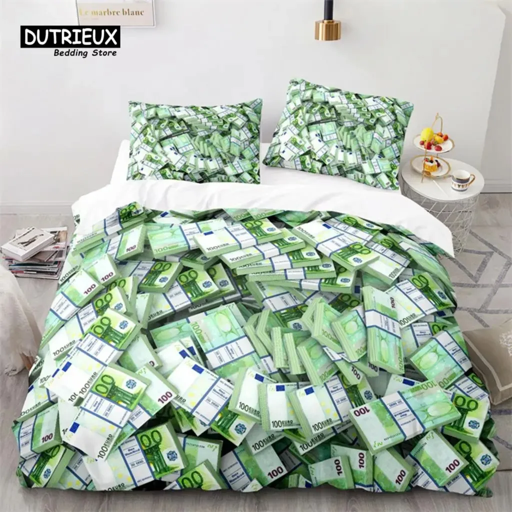 Money Bedding Set Microfiber Dollar Bills of United States Print Duvet Cover Twin King Queen Size For Kids Adults Bedroom Decor