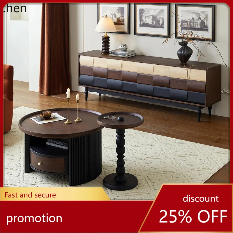 

Комбинация журнального столика и тумбы под телевизор HXL в ретро-стиле из массива дерева, средневековый и антикварный стиль, для гостиной, напольная тумба под телевизор