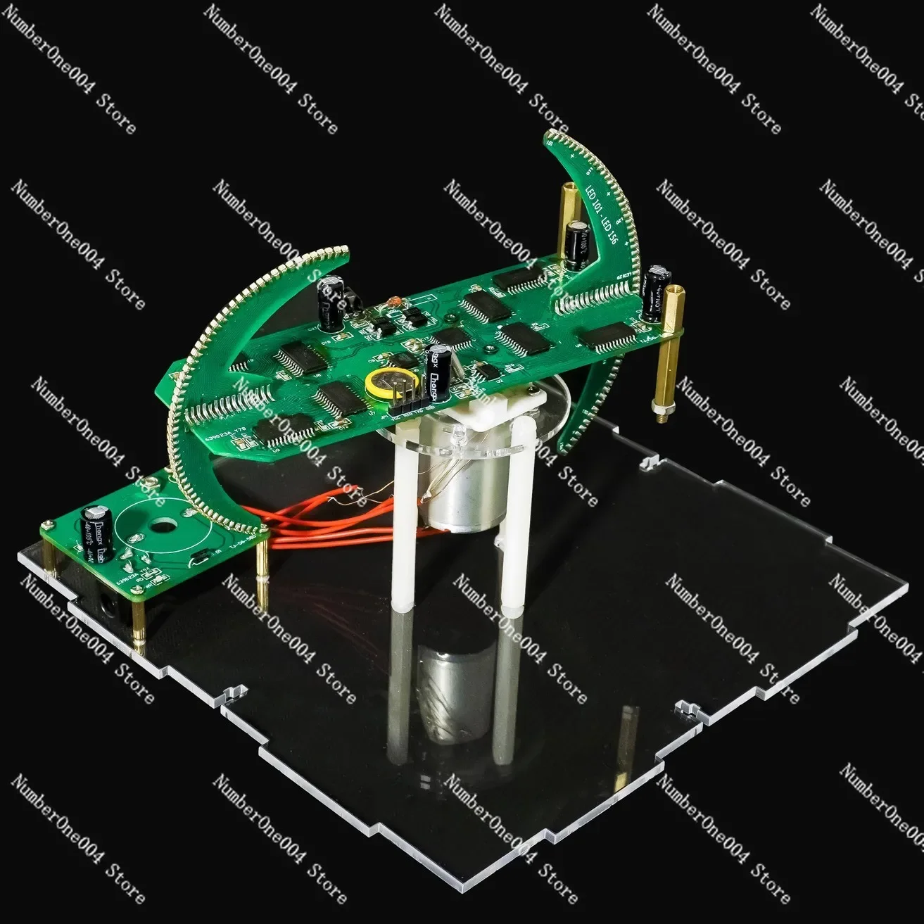 Double Axis Spherical Rotating LED Kit Two-color Clock Display Remote Control Microcontroller DIY Electronic Production Parts