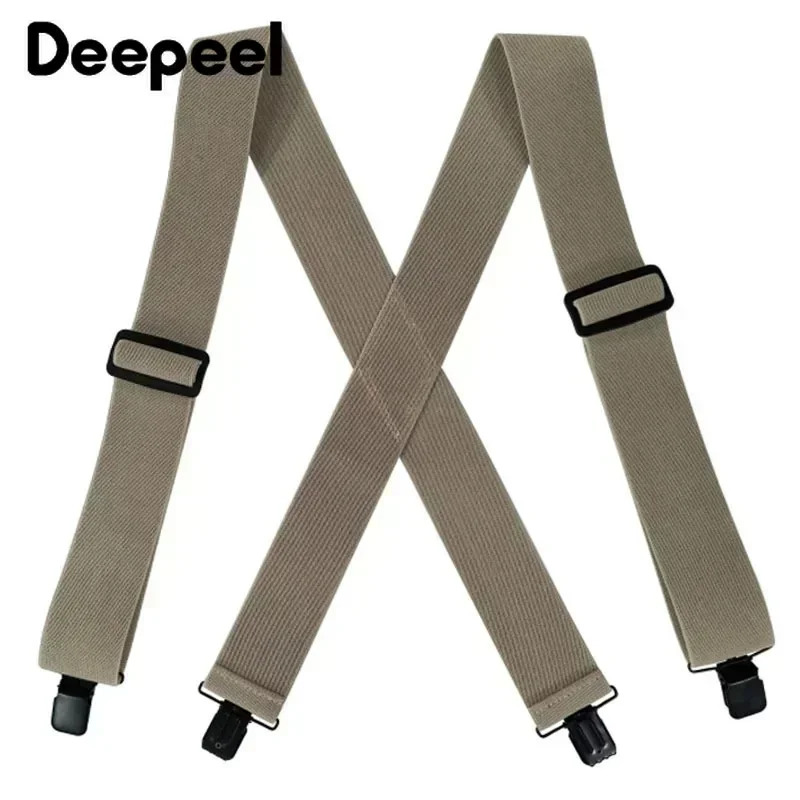 1Pc Deepeel 5*120cm Adult Men 4 Clip Suspenders Large Strong Stretch X- Back Male Jockstrap Elastic Adjustable Wide Work Braces