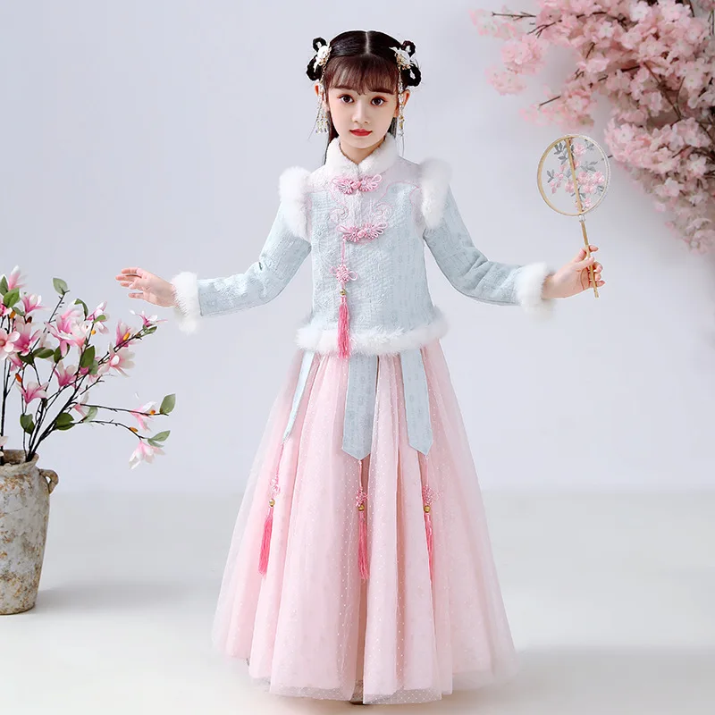 

Chinese Girls Hanfu Dress Lovely Kids Photography Christmas Vintage Children Ancient Fairy Princess Photo Shoot Cosplay Gowns