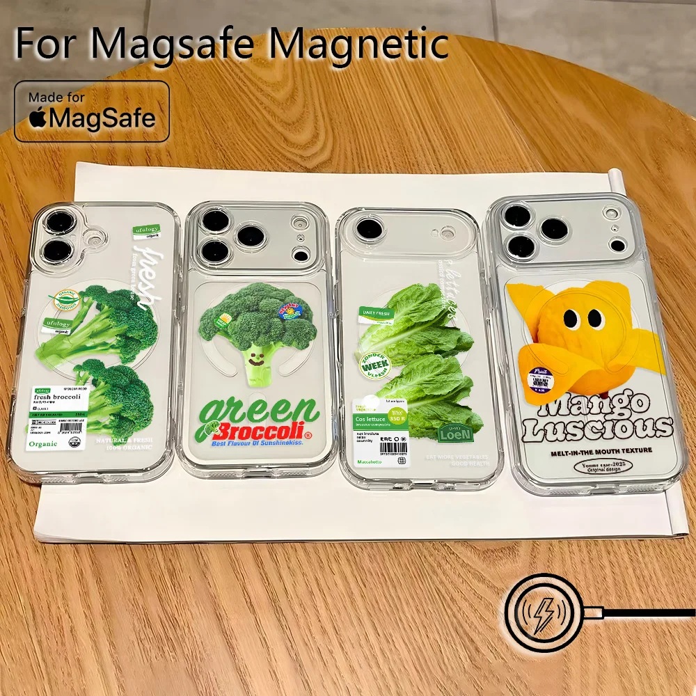 Magnetic Phone Ins Vegetables Fruits Case for Samsung Galaxy S25 S24 S23 S22 S21 S20 FE Edge Plus Ultra 5G Soft Clear TPU Cover