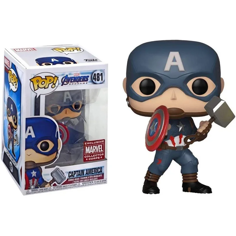 Фигурки из поп-фильма FUNKO, фигурки, игрушки, финал № 481, Капитан Америка (с джольниром), фигурки-модели, декоративные игрушки, подарки для детей