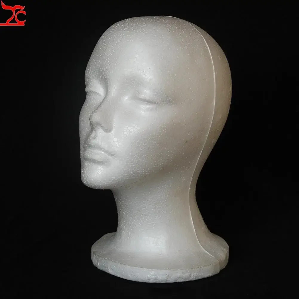 1Pc Female Styrofoam Foam Mannequin Practical Foam Female Mannequin Head Wigs Glasses Cap Display Holder Stand Model Lightweight