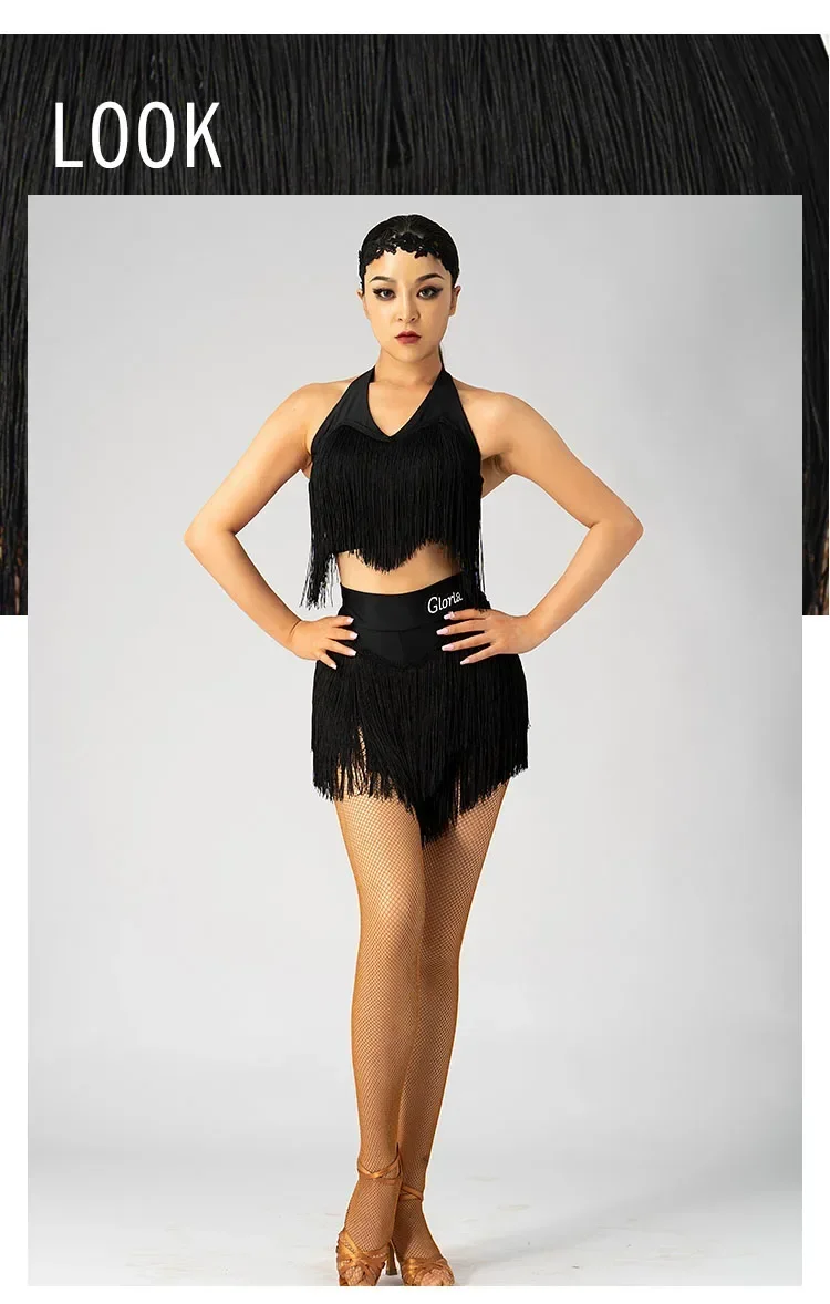 Latin dansjurk Trainingsjurk Dames Zomer Nieuwe Kwastje Korte Rok Latin Prestatietraining Jurk 237