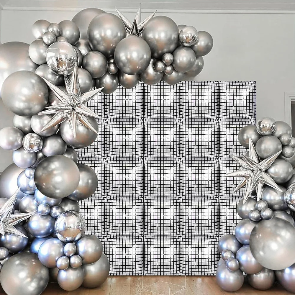 25-حزمة من بالونات من رقائق الألومنيوم المربعة الفضية المربعة على الوجهين، خلفية بالون من رقائق معدنية على الوجهين، مناسبة لحفلات أعياد الميلاد وحفلات الزفاف والذكرى السنوية، وتجمعات الأصدقاء، وديكورات حفلات الديسكو