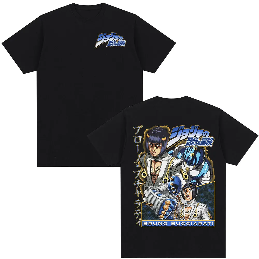 Anime JoJo Bizarre Adventure T-shirt Bruno Buccellati Manga T-shirts Men's Women Cotton Casual Short Sleeves T Shirt Streetwear