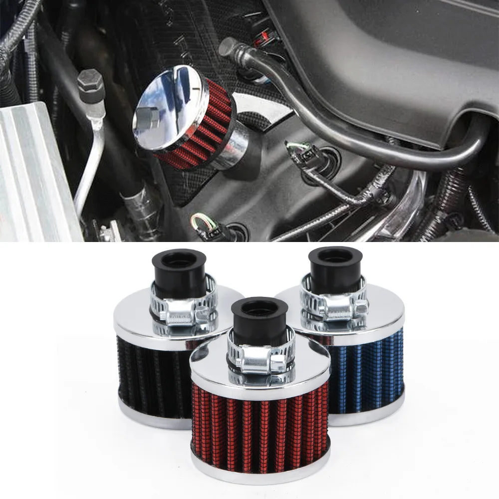 Car Universal 12mm Car Air Filter for Motorcycle Cold Air Intake High Flow Crankcase Vent Cover Mini Breather Filters