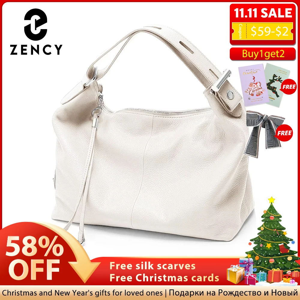 

Zency Бежевая сумка из 100% натуральной кожи в стиле OL Женская большая сумка Модные женские сумки на плечо Классическая сумка-ранец Кошелек через плечо