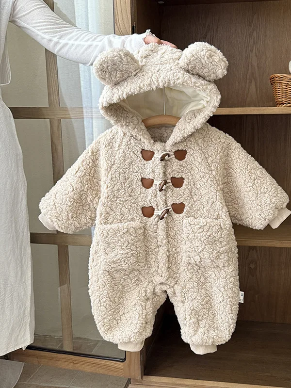 

Зимняя одежда для малышей: новинка, комбинезон-песочник для мальчиков и девочек, милый длинный пуховик с капюшоном