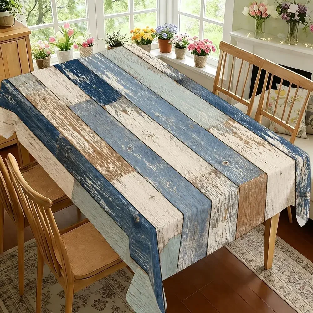 Vintage-style recycled wooden tablecloth for rural style, suitable for kitchen table coverzyc
