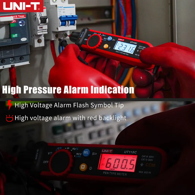 UNI-T UT118C Digital Multimeter Pen Type 6000 Counts AC/DC Voltage Meter Resistance Capacitance Frequency Diode NCV Multi Tester