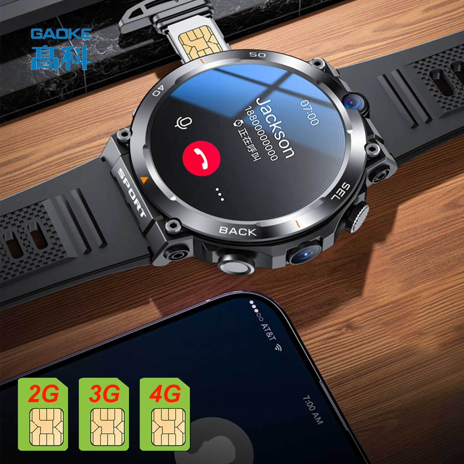 Luxury Rugged Round H10 Smartwatch Men's 4G Sim Waterproof Touch Screen Mobile Watch Smart with Camera