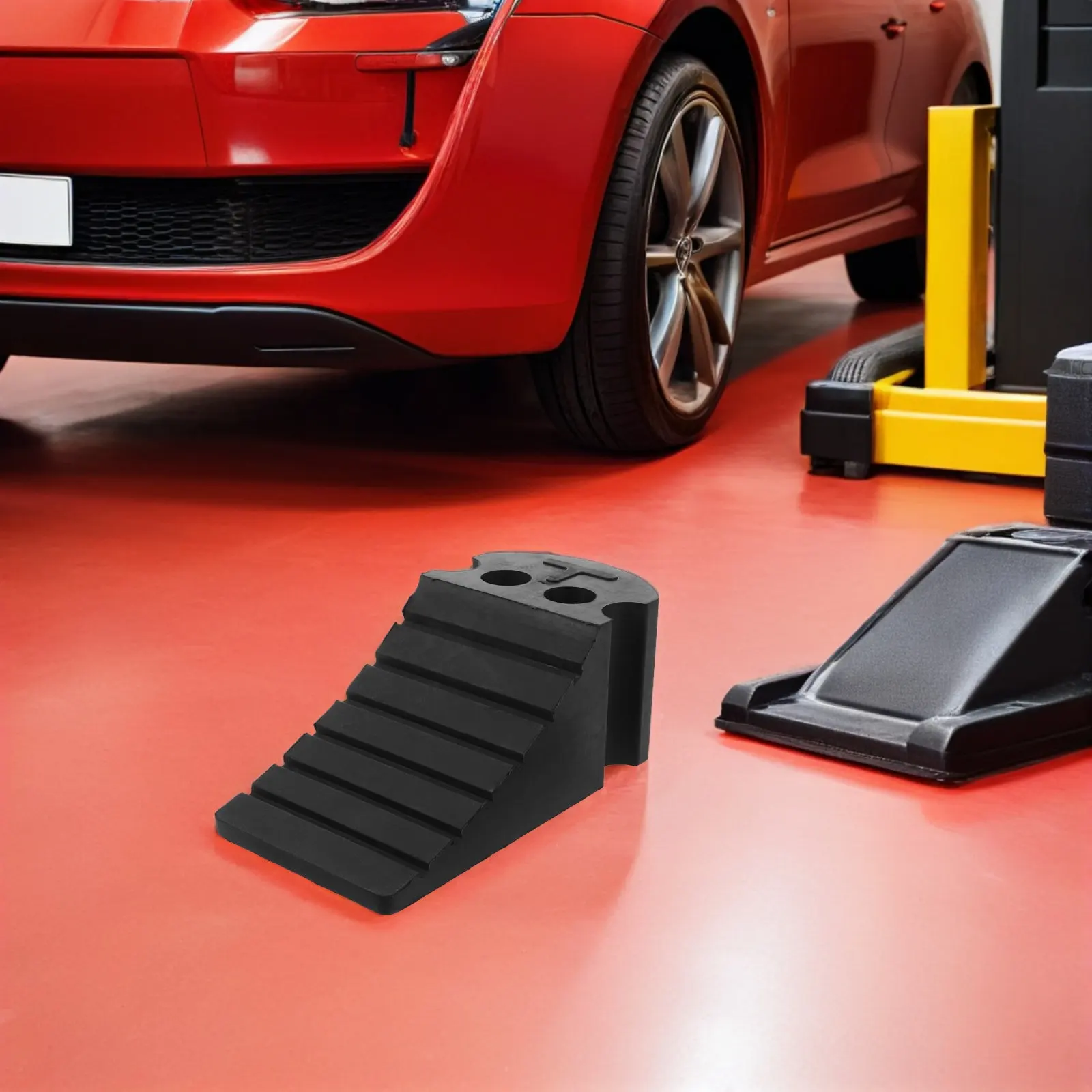 Rubber Wheel Chock Heavy Duty Car Tire Stop Block Triangular Support Portable Parking Stops Vehicle Safety Anti Skid Pad Garage