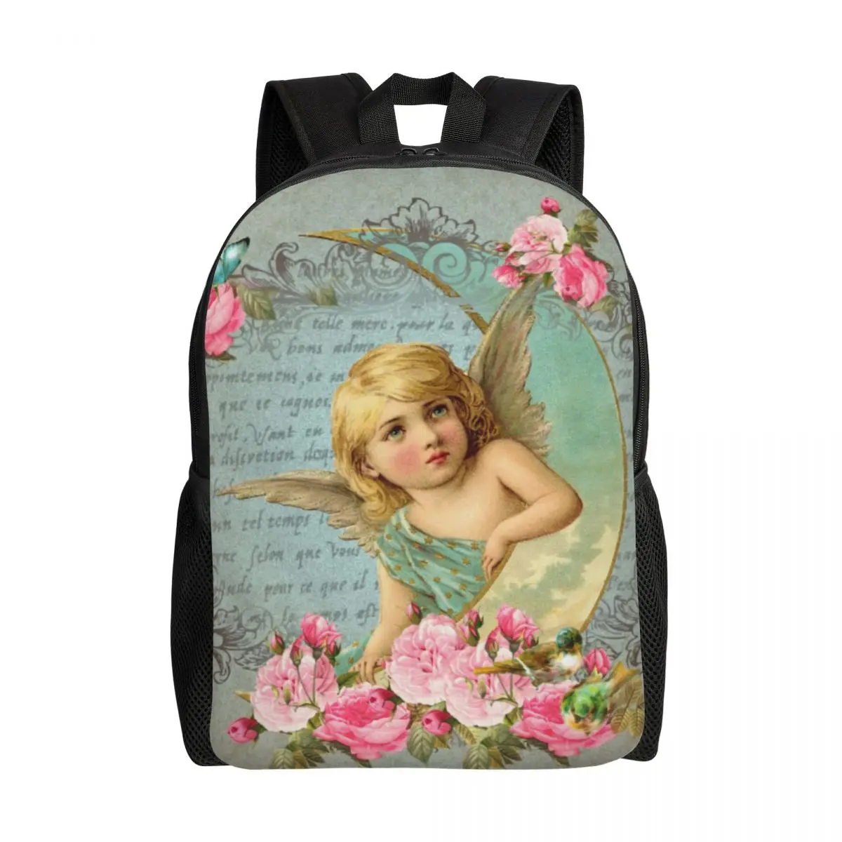 Vintage Rose Victorian Angel Backpacks for Women Men School College Students Bookbag Fits 15 Inch Laptop Bags