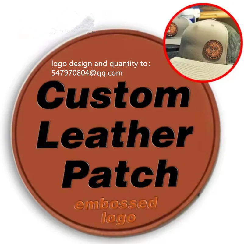 Custom Leather Patch Embossed Brand Name Logo Jeans Back Leather Badges sewing on backing for leather labels