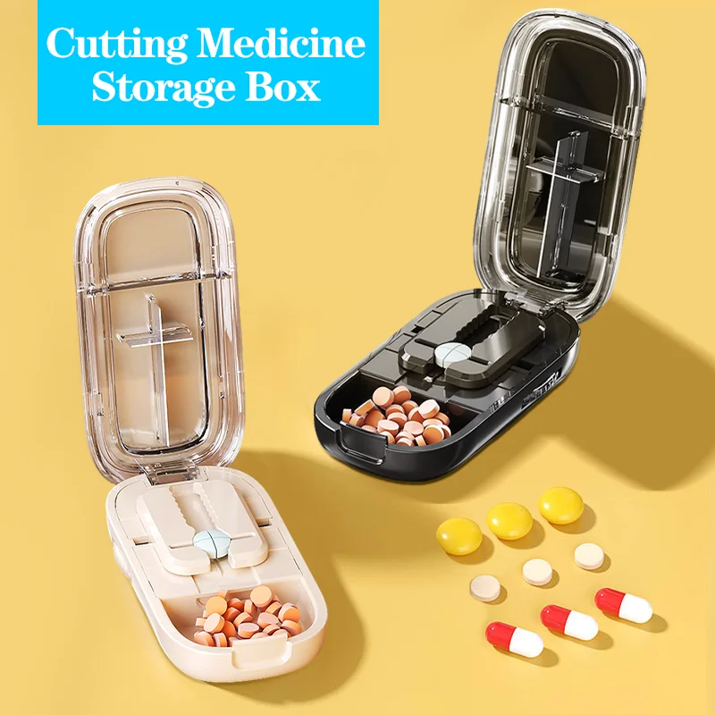 

New Quartering Pill Cutter Storage Box Adjustable Portable Drug Tablet Medicine Dustproof Divider Organizer Crusher Pill Cutter