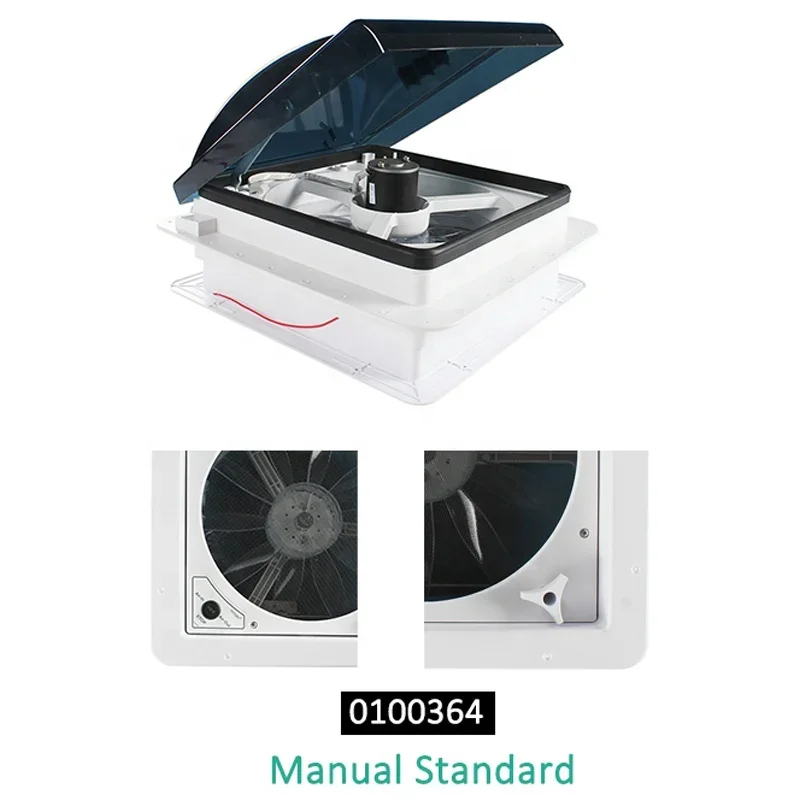 

unique 202514'' 340mm 12V RV Roof Vent Caravan Ventilation Fan with Manual Control Smoked Lid for Travel Trailer Motorhome Bathr