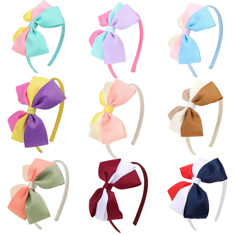 Cute Children Bows Headbands Sweet Girls Floral Print Stars Stripes Hair Band Kids Hair Hoop Princess Headwear Hair Accessories