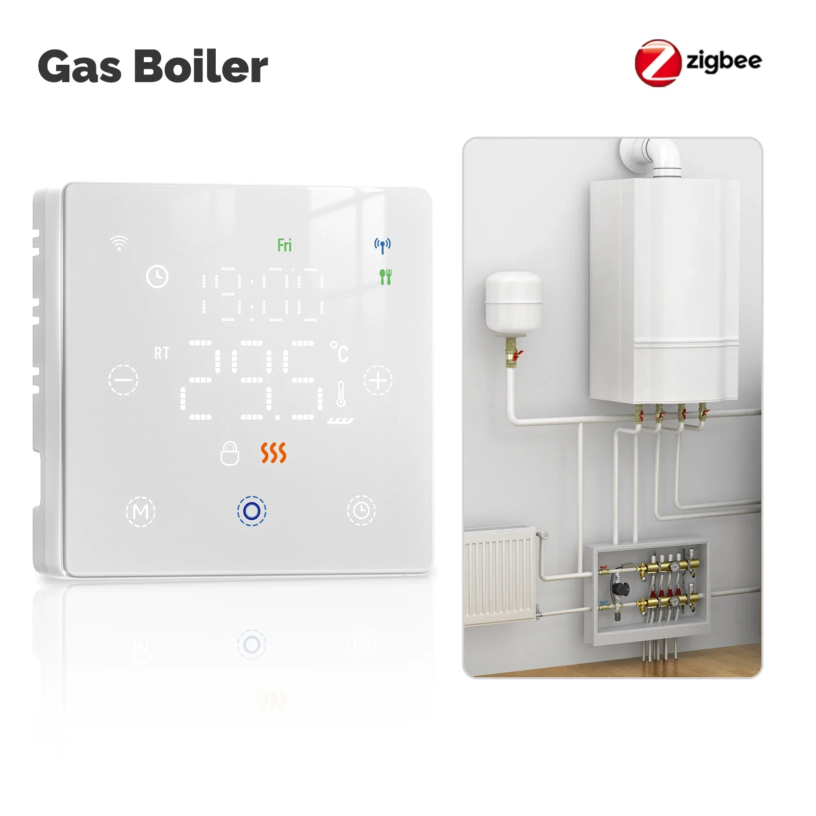 MOES Tuya WiFi/ZigBee Slimme Thermostaat Batterijgevoede Thermoregulator Gas Boiler Temperatuurregelaar door Alexa Google Home
