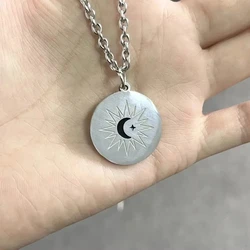 Thailand TV Series The Eclipse Cosplay Ayan Khaotung Moon Star Circular Pendant Titanium Steel Necklace Lovers Jewelry Gift