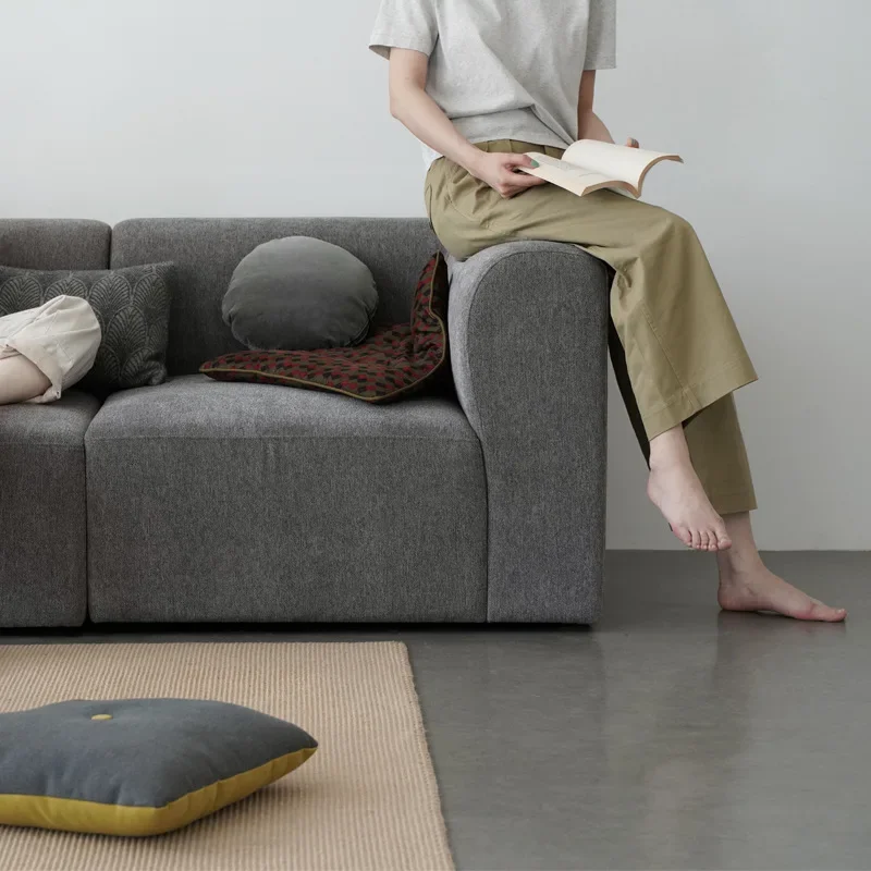 Tissu en lin Simple, salon, petit appartement, module vent crème français, combinaison de canapé d'angle