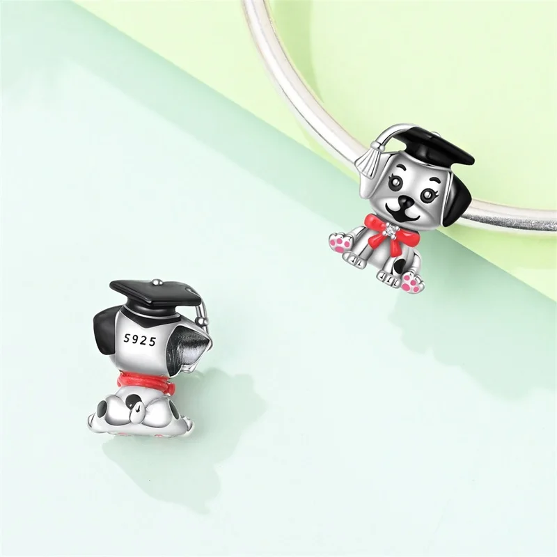 925 Sterling Silver Charms Bead Graduation Puppy Beads Dangle Fit Original Bracelet DIY Women Jewelry Gift