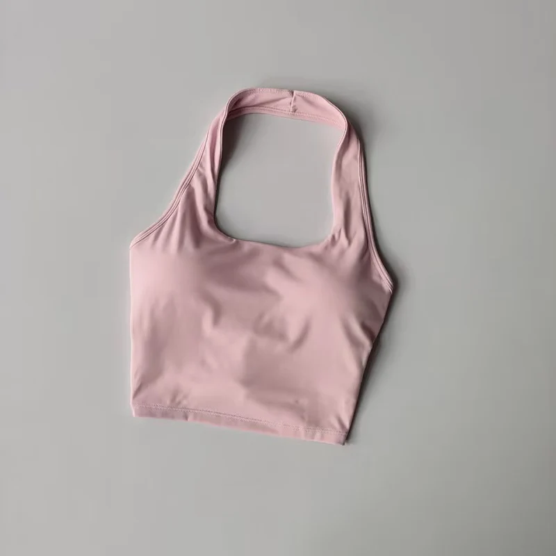Sexy Halterneck Workout Bra Women's Cross Back Fitness Top with Padded Support for Yoga Gym Training Running