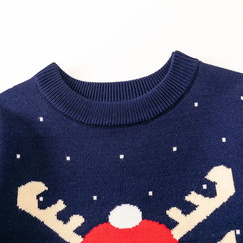 Factory direct sales autumn and winter new European and American children's cute deer pullover sweater boys and girls baby Chri