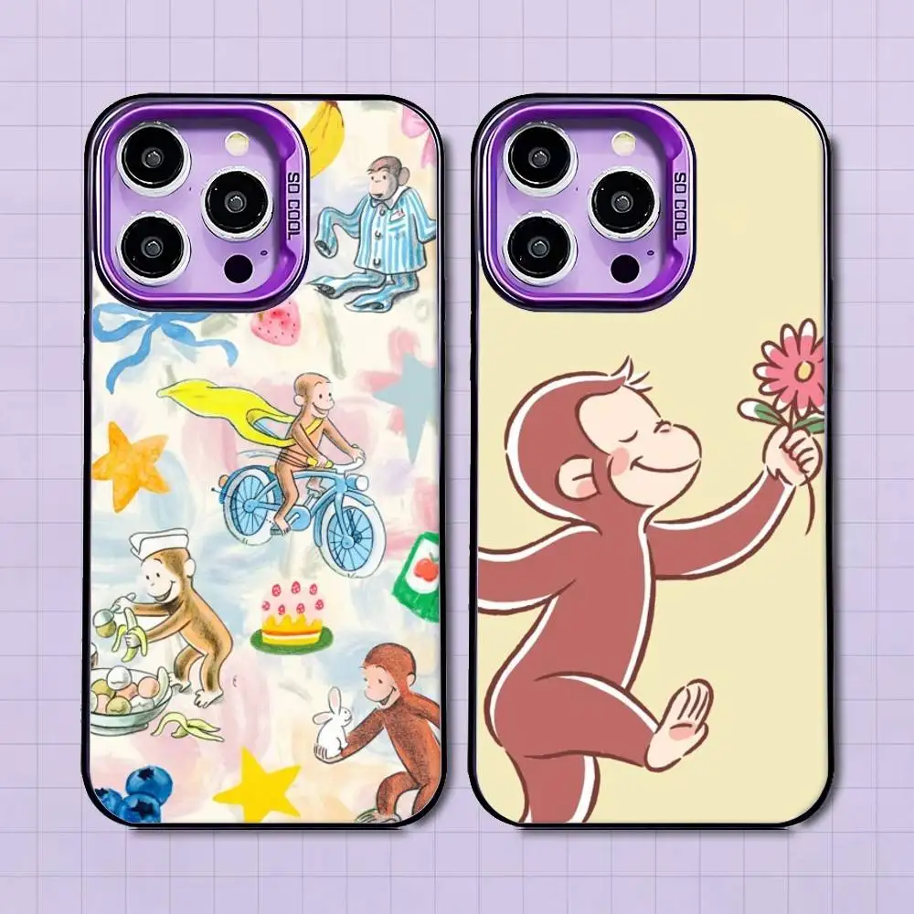 

C-Curious Monkey George Phone Case For iPhone 16,15,14,13,12,11,8,7,Pro,Max,Plus,Mini,XS,SE Purple Candy Matte Shockproof Cover