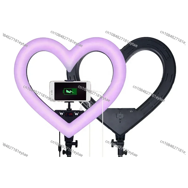 19 inch Live Broadcast Phone Heart Shap LED Ring Light RGB with Tripod Stand Makeup Beauty Lighting for Tik Tok Youtuber