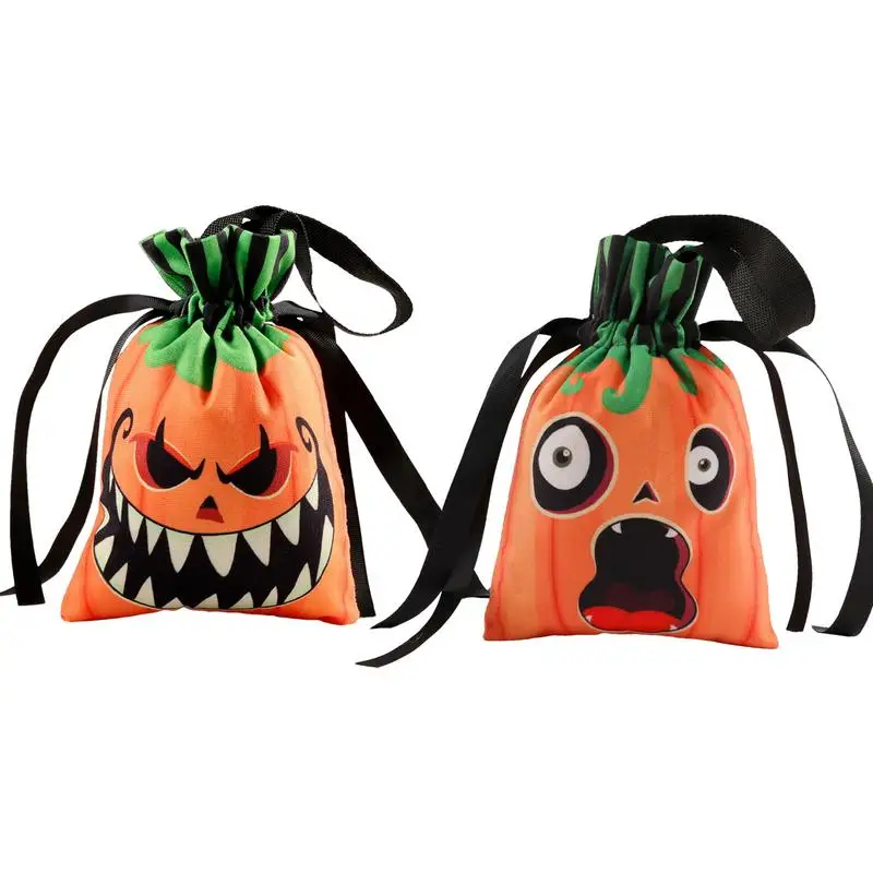 Halloween Drawstring Bag Multifunctional Cloth Jute Sacks Trick Or Treat Candy Bags Portable Pumpkin Ghost Facee Goodie Bags