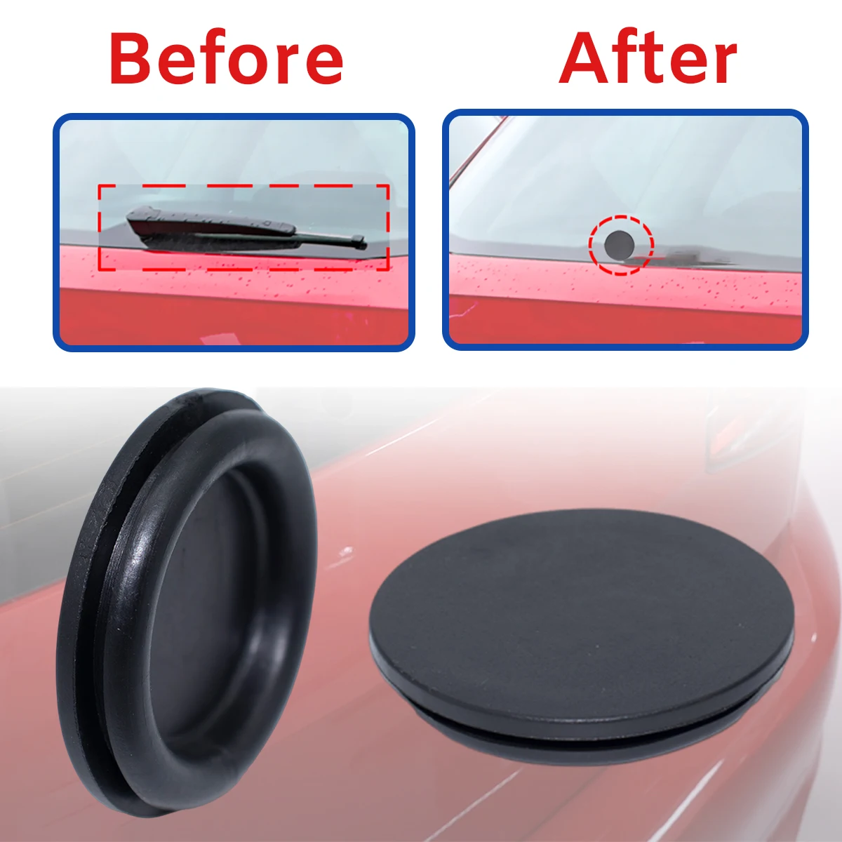 

2X For Toyota Yaris Corolla Rear Windscreen Wiper Delete Plug Removal Cover Bung Grommet Cap Accessories Dewiper Waterproof Kit