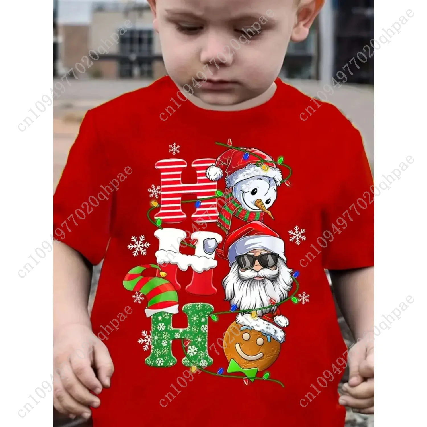 عيد الميلاد الأطفال تي شيرت سانتا كلوز طباعة فتاة الملابس لطيف الكرتون البلوز تيز الصبي بلايز ملابس الأطفال فضفاضة غير رسمية #6